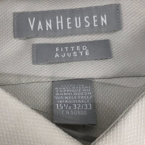 NWT Van Heusen pale Grey Button Up Fitted Dress Shirt size 15.5 32/33 - Picture 3 of 9